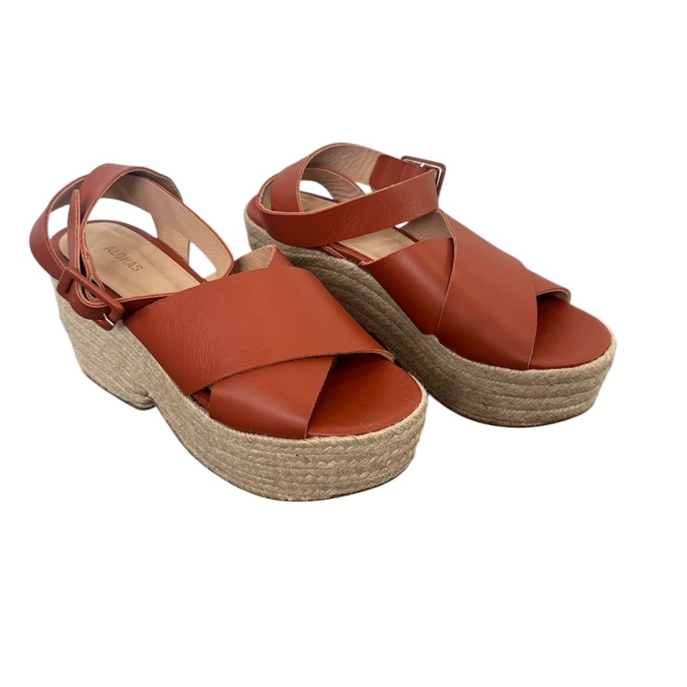 NWT Alohas Lyla Ankle Strap Espadrille leather Platform Sandal summer vacation 9